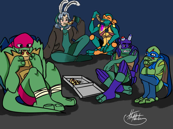 Zinna and the Ninja Turtles (OC by Ludimoh)